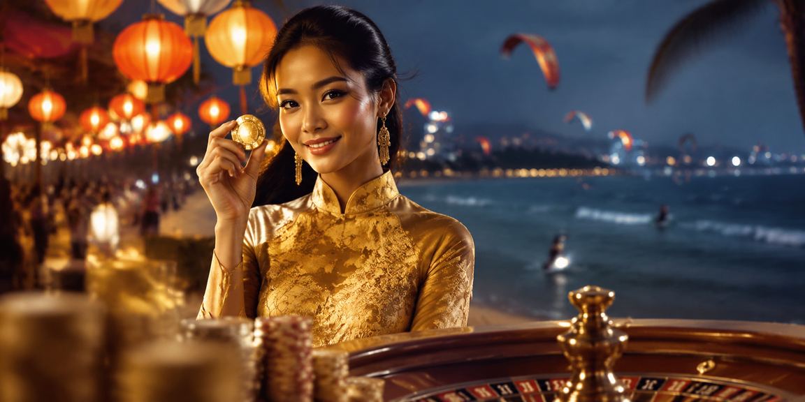 Phụ nữ mặc áo dài tại Mũi Né tham gia roulette trực tuyến và nhận voucher casino