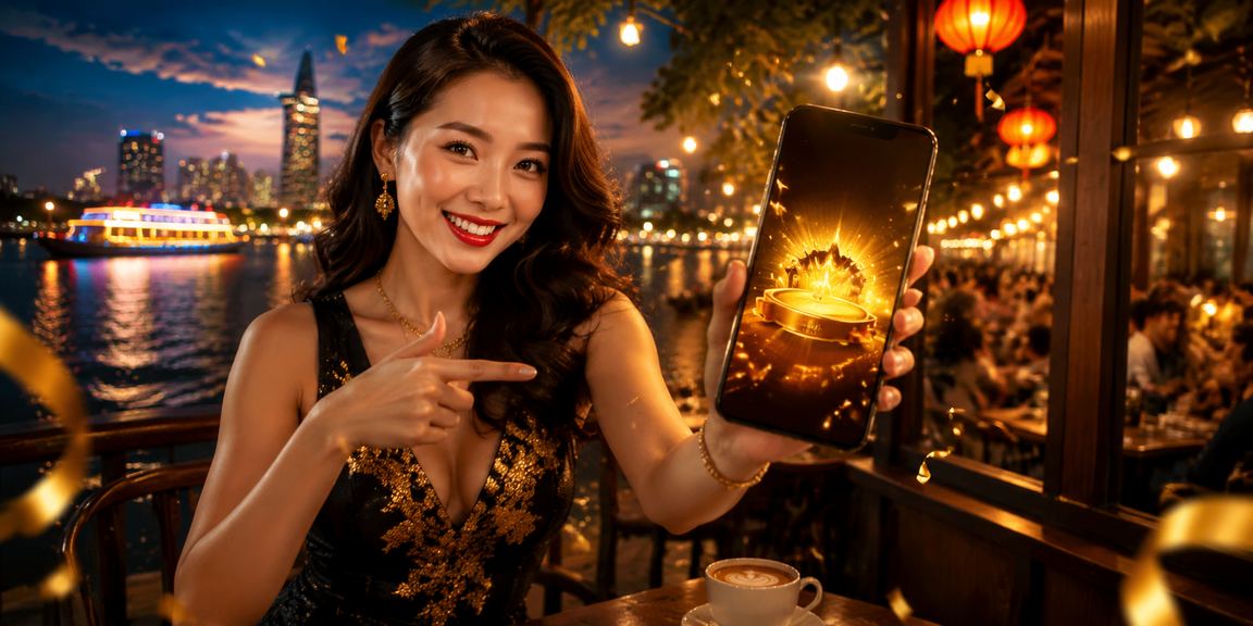 Thành viên VIP tại Sài Gòn thưởng thức cà phê và kiểm tra ưu đãi c99n trên điện thoại
